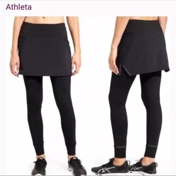 ATHLETA Pull On Power Peak 2 in 1 Skirted Leggings Lightweight Fleece Lined - Picture 1 of 12